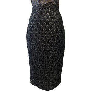 Black and gold textured pencil skirt